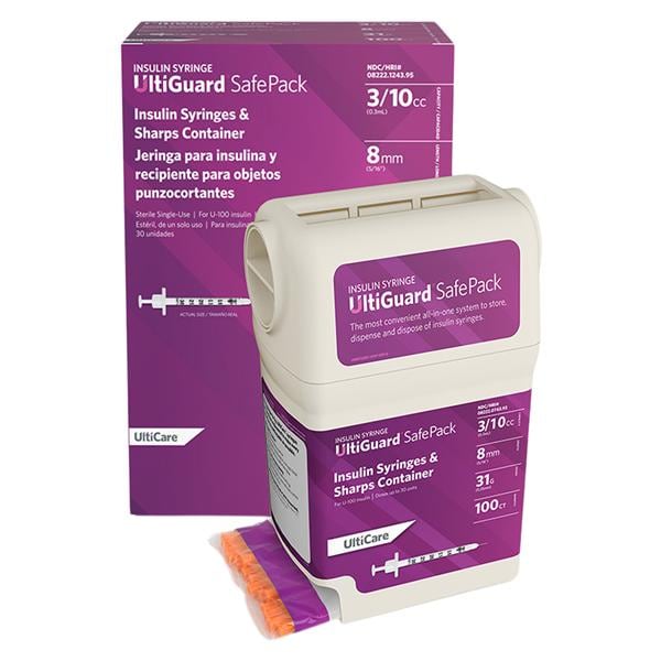 UltiGuard Mail Back Sharps Collector 0.3mL Purple 31gx5/16" Metal 4/Ca