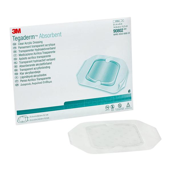 Tegaderm Acrylic Transparent Dressing 5-7/8x6" Sterile Square Adhs Trans Abs LF, 4 BX/CA