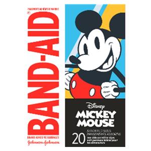 Band-Aid Adhesive Strip Bandage Plastic Assorted Sizes Mickey Mouse Strl 20/Bx, 24 BX/CA