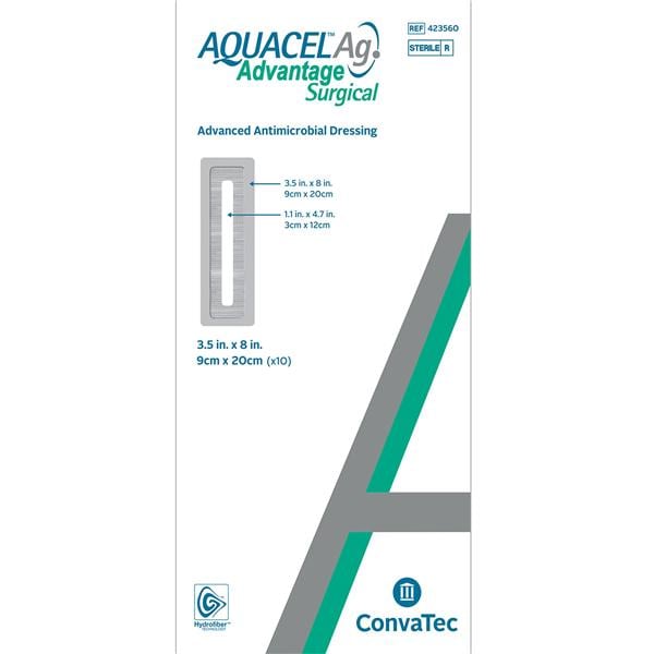 Aquacel Ag Advantage Hydrfbr/PU Flm Post-Op Dressing 3.5x8 Strl Rctngl Tn