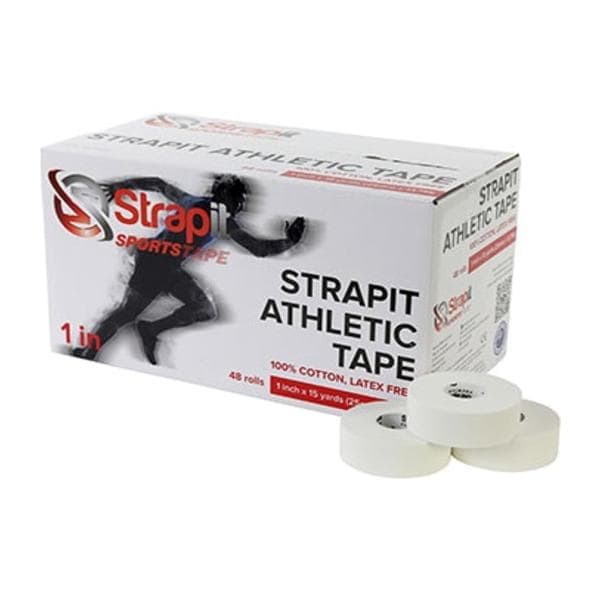 Strapit Athletic Tape 100% Cotton 1"x15yd White 48/Bx