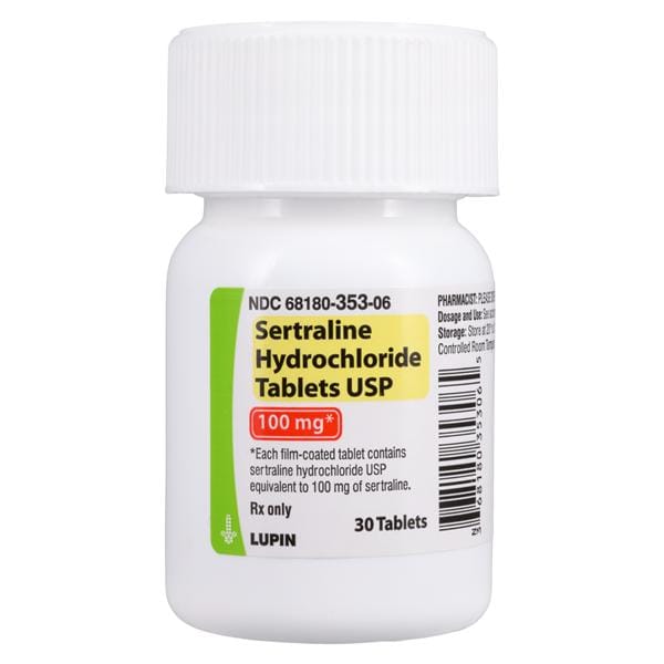 Sertraline HCl Tablets 100mg Bottle 30/Bottle Each