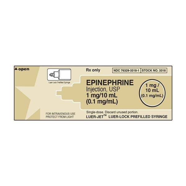 Epinephrine Injection 1:10m Luer-Jet Prefilled Syringe 10mL 10/Package