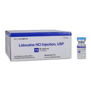 Lidocaine HCl Injection 1% SDV 5mL 25/Bx