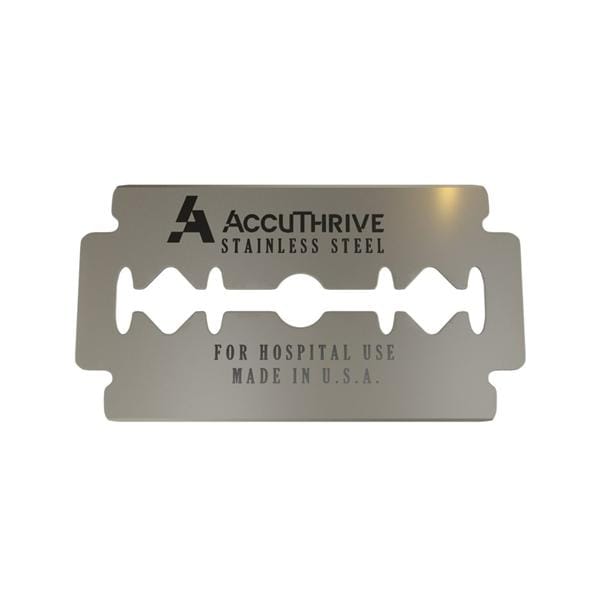 AccuThrive Stainless Steel Non-Sterile Double Edge Prep Blade 0.004" Disp 250/Bx, 20 BX/CA