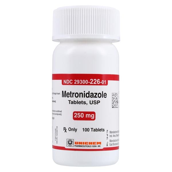 Metronidazole Tablets 250mg Bottle 100/Bottle Each