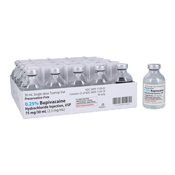 Bupivacaine HCl Injection 0.25% SDV 30mL 25/Bx