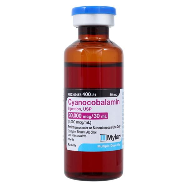 Cyanocobalamin Injection 1000mcg Vial 30mL/VL 30mL/Vl