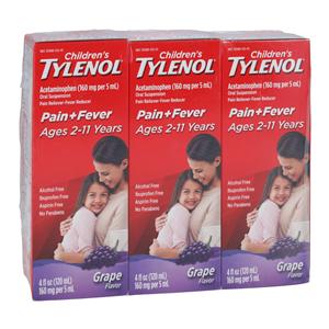 Tylenol Chld 2-11 Pn Rlvr/Fvr Rdcr Oral Susp 160mg/5mL Grp 3/Pk 12Pk/Ca 3/Pk