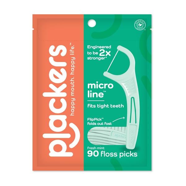 Plackers Dental Picks Mint 90/Bg Bags 6/Bx, 12 BX/CA