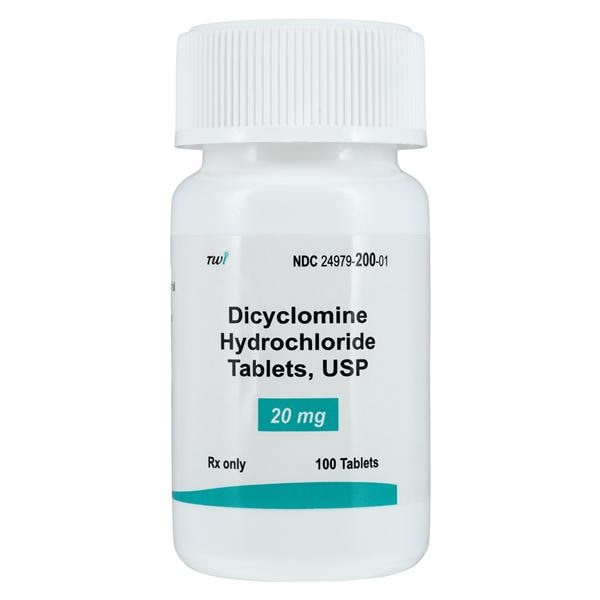 Dicyclomine HCl Tablets 20mg Bottle 100/Bottle Each