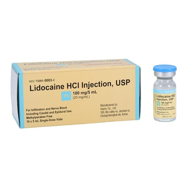 Lidocaine HCl Injection 2% Preservative Free SDV 5mL 10/Package