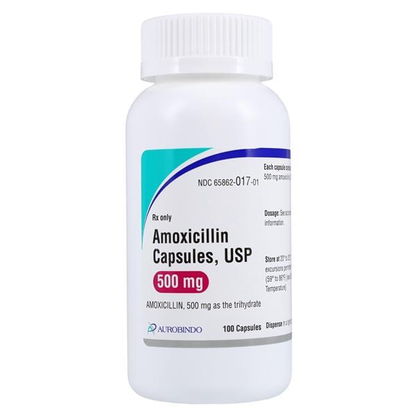 Amoxicillin Capsules 500mg Bottle 100/Bottle