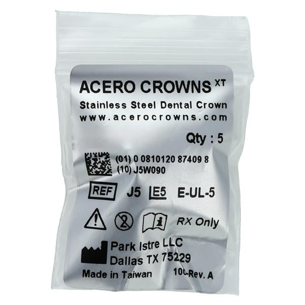 ACERO Stainless Steel Crowns 5 2nd Primary Upper Left Molar 5/Pk 5/Pk