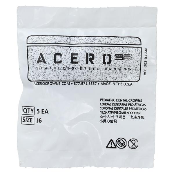 ACERO Stainless Steel Crowns 6 2nd Primary Upper Left Molar 5/Pk 5/Pk