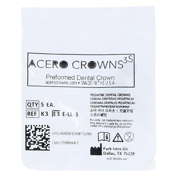 ACERO Stainless Steel Crowns 3 2nd Primary Lower Left Molar 5/Pk 5/Pk