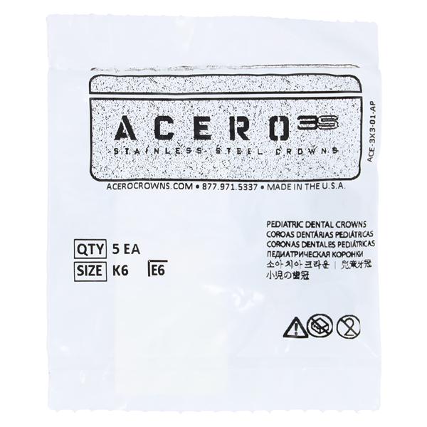 ACERO Stainless Steel Crowns 6 2nd Primary Lower Left Molar 5/Pk 5/Pk