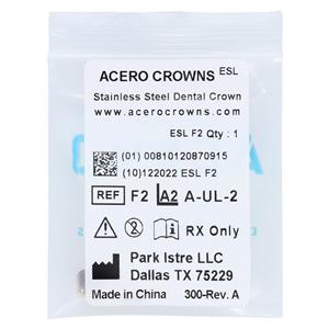 ACERO Stainless Steel Crowns Size 2 Primary Upper Left Central 1/Bag Ea