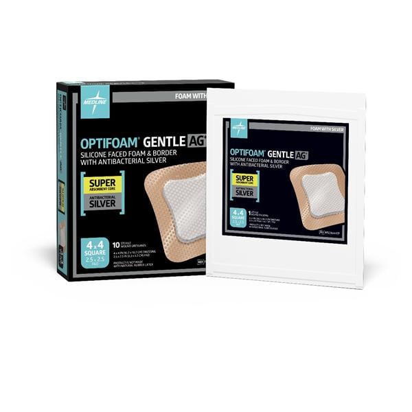 Optifoam Gentle AG+ Silicone Foam Wound Dressing 4x4" Square