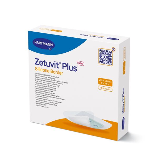 Zetuvit Plus Cls/ Plymr Border Dressing 6x10 Strl Rect Slcn Adh Spr Abs LF