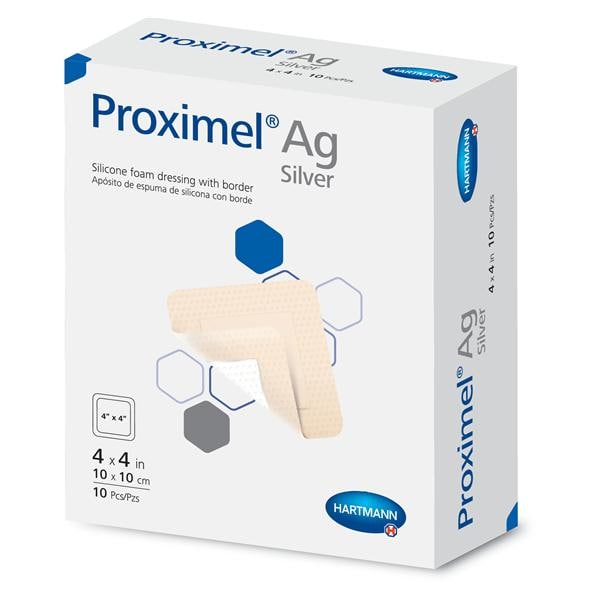 Proximel Ag Foam/Silicone Dressing 4x4" 5 Layer Square Adhesive Tan LF