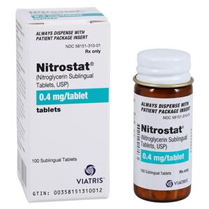 Nitrostat Sublingual Tablets 0.4mg Bottle 100/Bottle Each