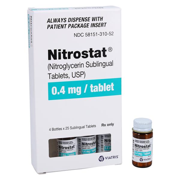 Nitrostat Sublingual Tablets 0.4mg Bottle 4x25/Bottle