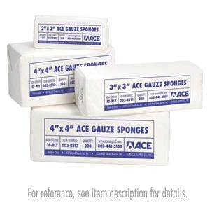 Ace 100% Cotton Gauze Sponge Gauze 8x4" 12 Ply Non-Sterile Rectangle Woven LF