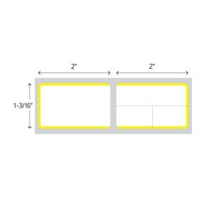 Direct Thermal Label 1-1/2"C 2x1-3/16 White/Yellow 3000/Rl