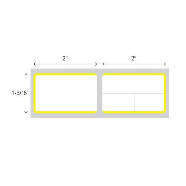 Direct Thermal Label 1-1/2"C 2x1-3/16 White/Yellow 3000/Rl