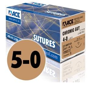 Suture 5-0 18" Chromic Gut DSM-13 12/Bx