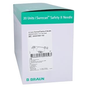 Surecan Safety II Port Access Needle Set 20gx1" _ 100/Ca