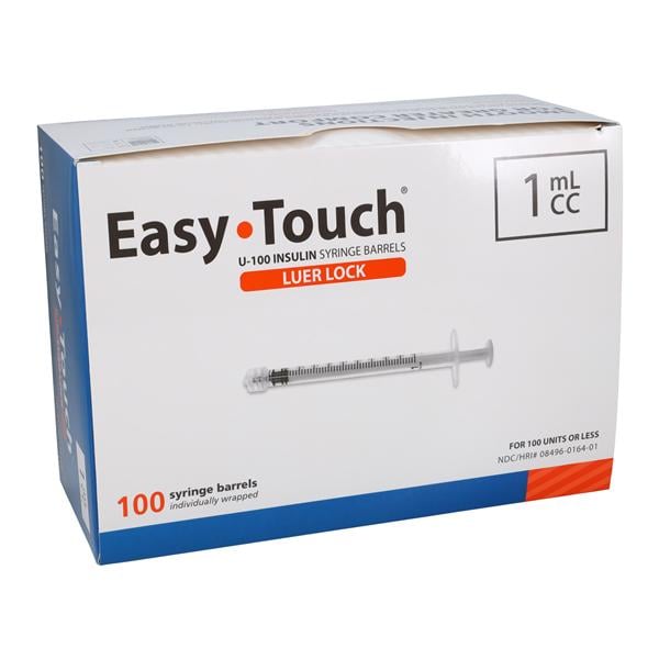 EasyTouch Luer Lock Syringe 1mL Clear Low Dead Space 100/Bx