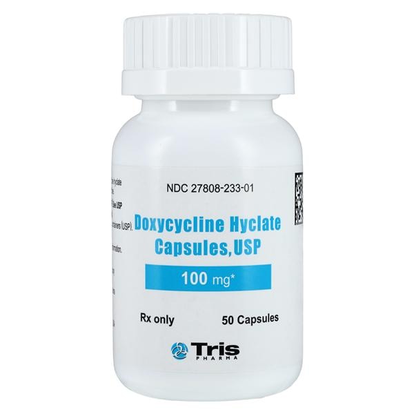 Doxycycline Hyclate Capsules 100mg Bottle 50/Bottle Each