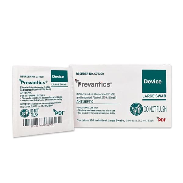 Prevantics Device Swab 70% IUPCA / 3.15% CHG 1.2mL 150/Bx