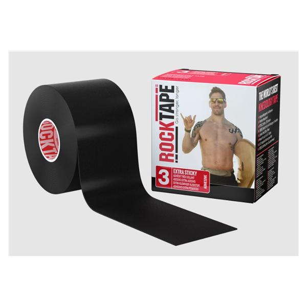 RockTape H20 Kinesiology Tape 97% Cotton/3% Nylon 2"x16.4' Black Ea