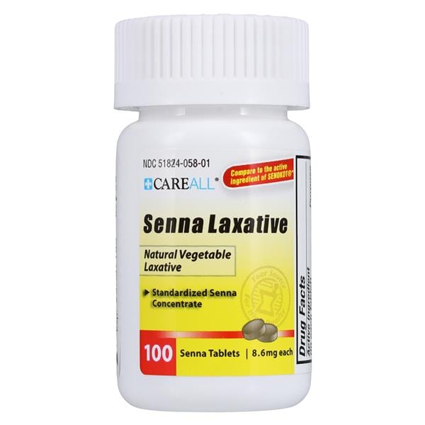 Natural Senna Tablets 8.6mg Bottle 100/Bt, 24 BT/CA