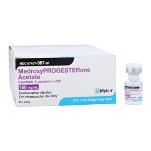 Medroxyprogesterone Acetate Injection 150mg/mL SDV 1mL 25/Package