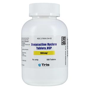 Doxycycline Hyclate Tablets 100mg Bottle 500/Bt