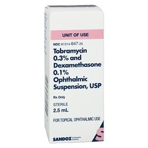 Tobramycin Dexamethasone Ophthalmic Solution 0.3/0.1% Bottle 2.5mL 2.5mL/Bt