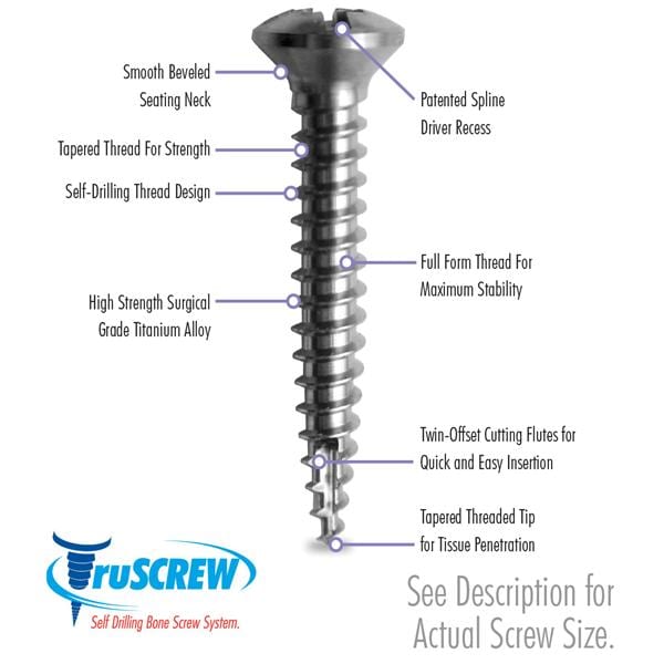 truSCREW Bone Screw 3 mm Head 2 mm/15 mm 5/Pk