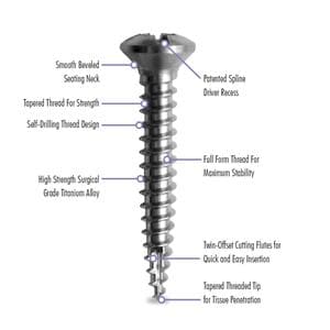 truSCREW Bone Screw 3 mm Head 2 mm/10.5 mm 5/Pk