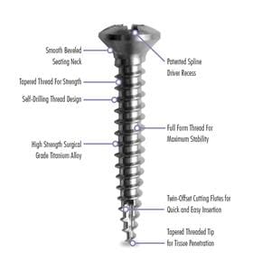 truSCREW Bone Screw 3 mm Head 2 mm/7.5 mm 5/Pk