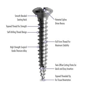 truSCREW Bone Screw 3 mm Head 2 mm/9 mm 5/Pk