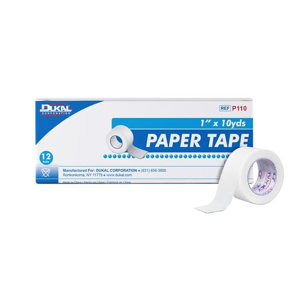 Dukal Surgical Tape Paper 1"x10yd White Non-Sterile 12/Bx, 12 BX/CA