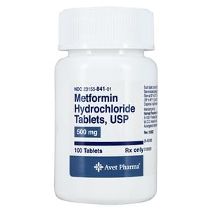 Metformin HCl Tablets 500mg Bottle 100/Bt