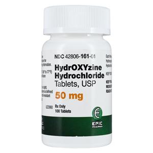 Hydroxyzine HCl Tablets 50mg Bottle 100/Bottle Each