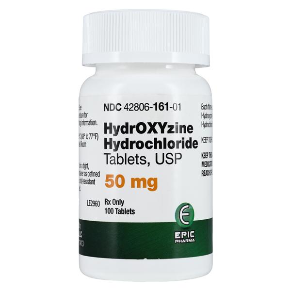 Hydroxyzine HCl Tablets 50mg Bottle 100/Bottle Each