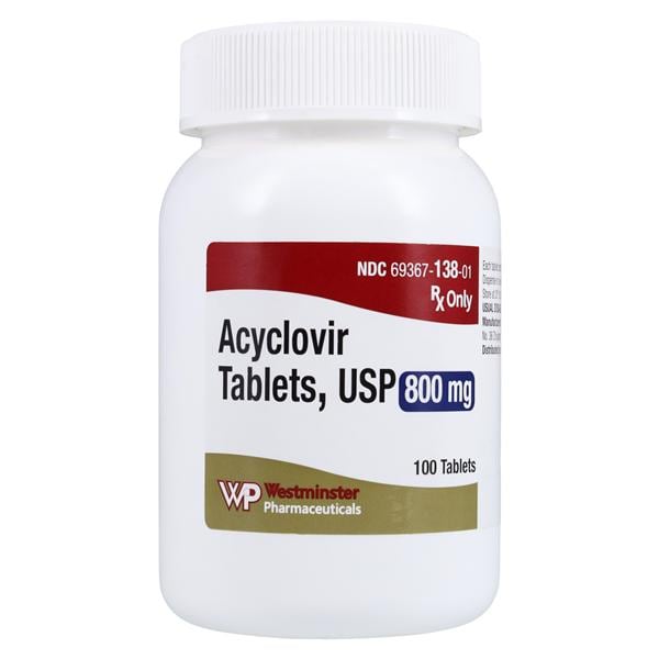 Acyclovir Tablets 800mg Bottle 100/Bottle Each