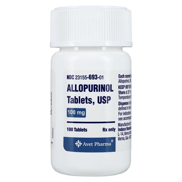 Allopurinol Tablets 100mg Bottle 100/Bottle Each